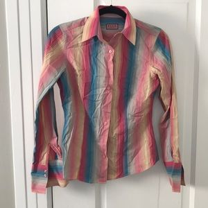 PINK button down shirt.